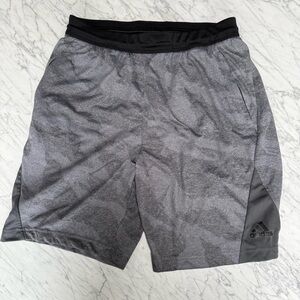 Adidas men’s athletic shorts, dark gray, zippered pockets, size medium